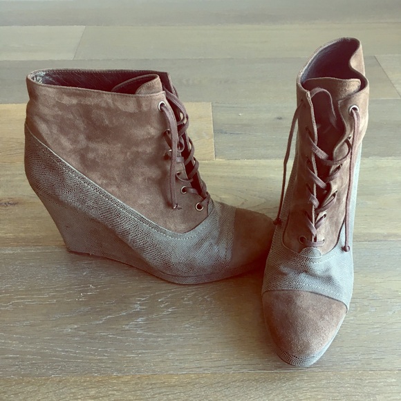stuart weitzman suede lace up ankle boots